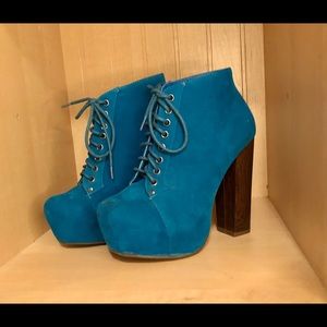 Platform Booties, Teal Blue